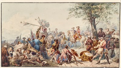İngiliz komutan ve askerler tepede by Cesare Provaggi
