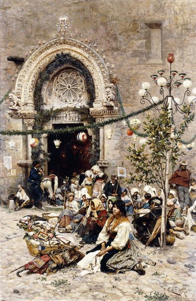 Festivalden Bir Dinlenme (tuval üzerine yağlı boya) by Cesare Tiratelli