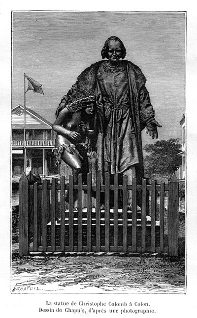 Christopher Columbus heykeli, Colon, Panama, 19. yüzyıl by Chapuis
