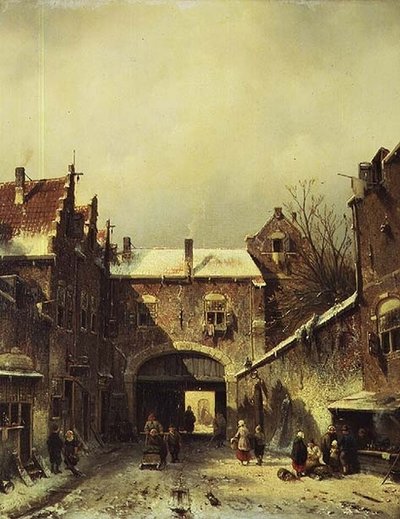 Kışın Bir Hollanda Kasabası by Charles Henri Joseph Leickert