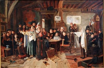 Masquerade, c.1855 (tuval üzerine yağlı boya) by Charles Hunt