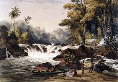 Berbice Nehri Üzerinde Noel Kataraktı, Paul Gauci (fl.1834-67) pub tarafından oyulmuş 