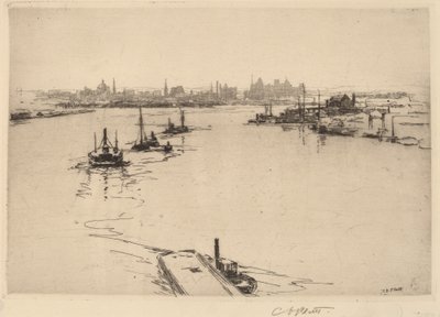 Köprüden Williamsburg (Çizim) by Charles A. Platt