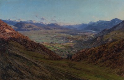 Sappey 1912'ye giden yoldan görülen Grenoble (Tuval üzerine yağlı boya) by Charles Alexandre Bertier