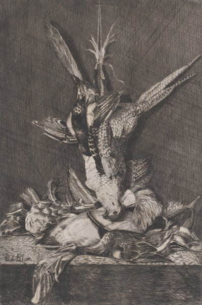 Av kuşları ve enginarlı av kupası, 1850-1900. by Charles Alphonse Deblois