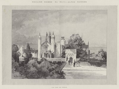 English Homes, Alton Towers, Terastan Görünüm by Charles Auguste Loye