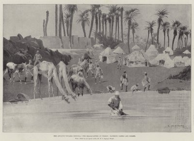 Develeri ve Atları Sulayan Ferket'teki Karargah Dongola'ya Doğru İlerleme by Charles Auguste Loye