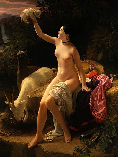 Pastoral İdil (tuval üzerine yağlı boya) by Charles Auguste Steuben