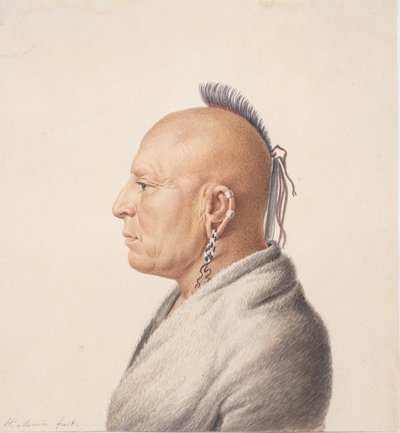 Osage Savaşçısı, 1805-7. by Charles Balthazar Julien Févret de Saint Mémin
