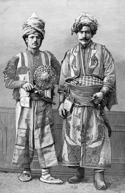 Hazou Kürtleri. Fotoğraftan Barban tarafından gravür. by Charles Barbant