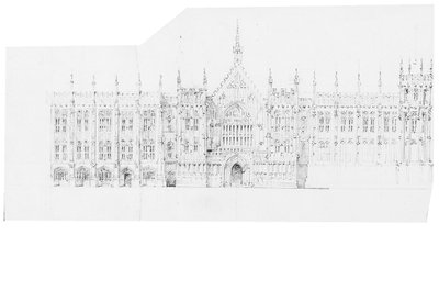 Parlamento Binası için çizim, c.1836-40 (kağıt üzerine kurşun kalem) by Charles Barry