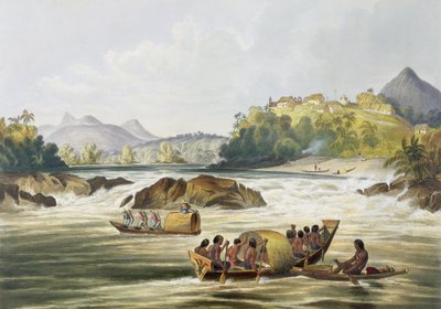 George Barnard (fl.1832-90) pub tarafından oyulmuş 'Guiana'nın İç Kısmındaki Manzaralar'dan Rio siyahı üzerindeki Brezilya Kalesi St. Gabriel. Ackermann tarafından, 1840 by Charles Bentley