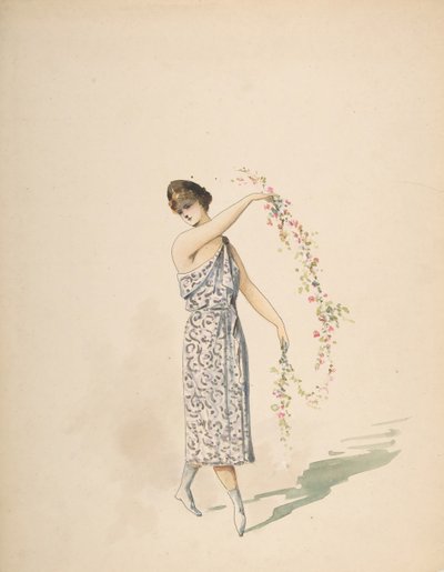Beyaz Dökümlü Bir Kızlık İçin Kostüm Tasarımı, n.d.. by Charles Bianchini