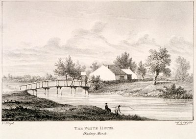 Lea Nehri kıyısındaki Beyaz Saray, Hackney Marsh, Londra, c1830 by Charles Bigot