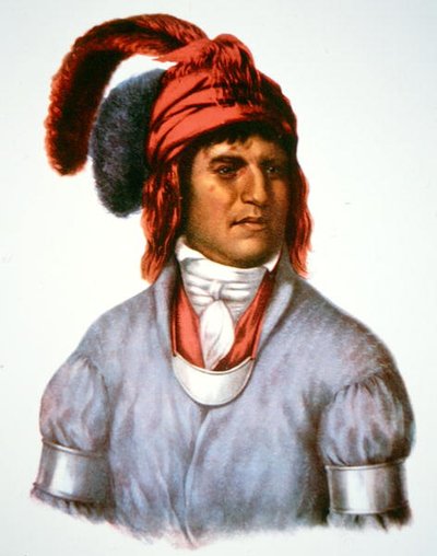 Ledagie, Creek halkının şefi, 1825 tarihli bir resimden (renkli lito) by Charles Bird (after) King