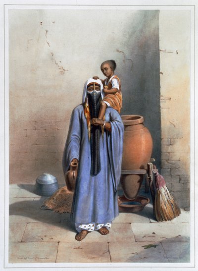 Fellah kadın ve çocuk, 1848 by Charles Bour