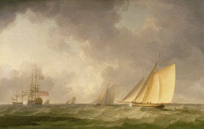 Cutter Close Hauled in a Fresh Breeze, with Other Shipping, c.1750  by Charles Brooking