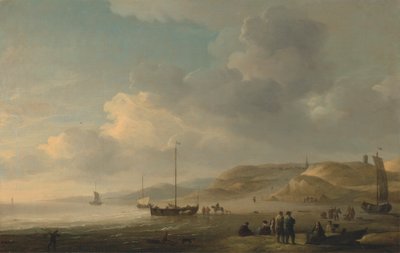 Kıyıda Balıkçılık Pembeleriyle Scheveningen Sahili by Charles Brooking