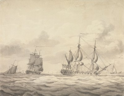 Rüzgarın Önünde İki Fırkateyn by Charles Brooking