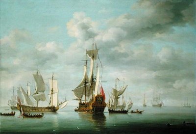Savaş Gemileri Becalmed (panelde yağ) by Charles Brooking