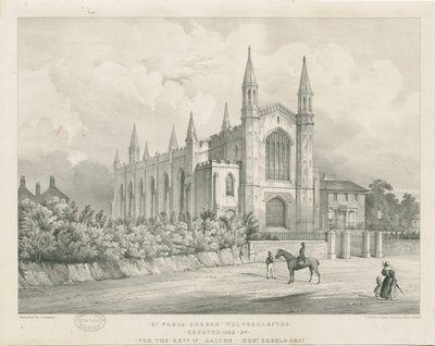Wolverhampton - St. Paul Kilisesi: litografi ve [19. yüzyılın ortaları] by Charles Burton