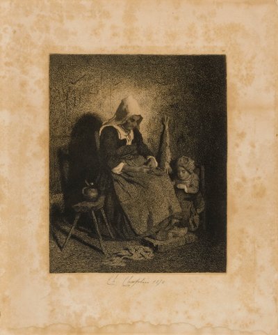 Oturan Yaşlı Kadın by Charles Chaplin