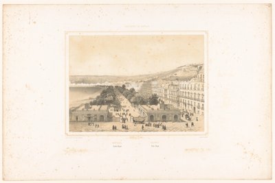 Napoli'de ağaçların olduğu bir cadde ile Villa Poggio Reale'nin manzarası. Jardin Royal / Napoli. Villa Reale (nesne üzerinde başlık) Napoli Krallığı'nın Yüzleri (dizi başlığı) Royaume de Naples (nesne üzerinde dizi başlığı) by Charles Claude Bachelier