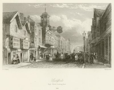 Guildford, High Street, Doğuya Bakmak, 1840 by Charles Claude Pyne