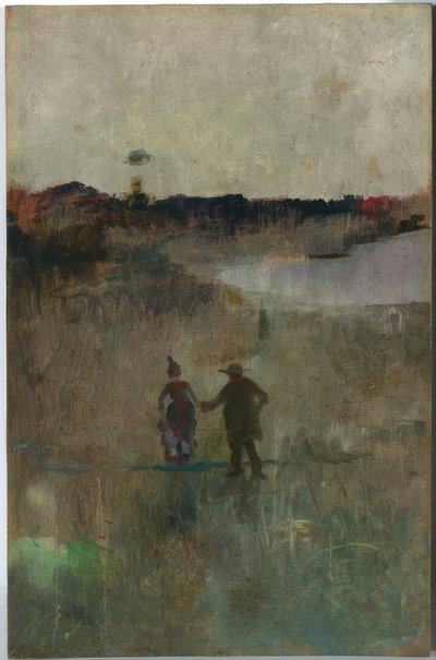 (İki küçük figürlü manzara, Richmond, NSW) by Charles Edward Conder
