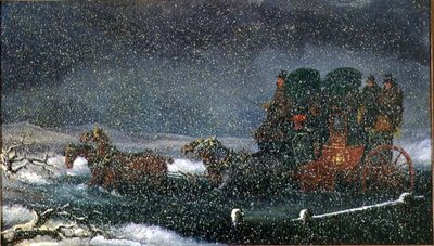 Bir Kar Fırtınasında Dere Geçiren Posta Arabası (tuval üzerine yağlı boya) by Charles Cooper Henderson