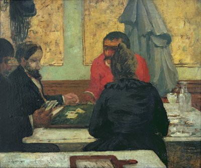 Card Players, 1883 (kart üzerinde yağlı boya) by Charles Cottet