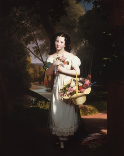 Çiçekli Küçük Kız Amelia Palmer, yak. 1830. by Charles Cromwell Ingham
