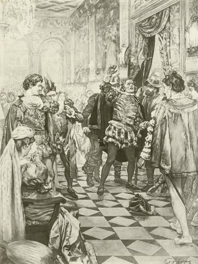 Rigoletto, Perde I sahne (gravür) by Charles D. Graves
