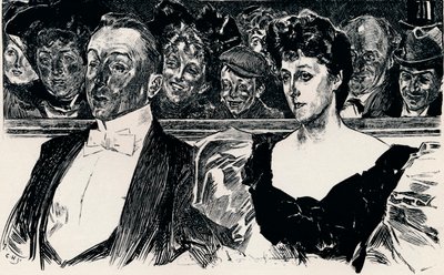 Tiyatroda, c1876-1898, 1898 by Charles Dana Gibson