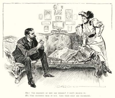 Erkekler kahramandır - yarısından azı bekardır (lito) by Charles Dana Gibson