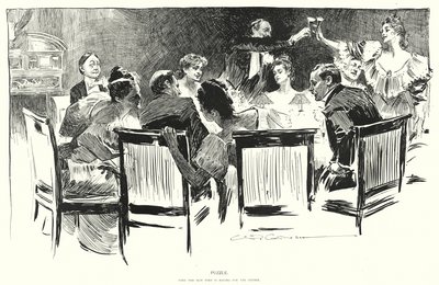 Yapboz, akşam yemeğini ödeyen adamı bulun (litho) by Charles Dana Gibson