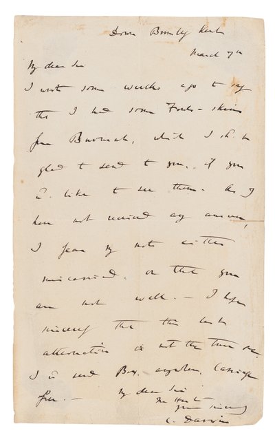 İmzalı mektup imzalandı by Charles Darwin