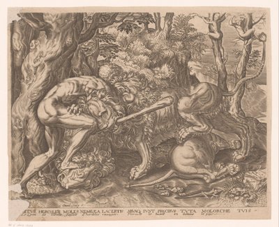Herkül, Nemea aslanını bir boğazda tutuyor Frans Floris