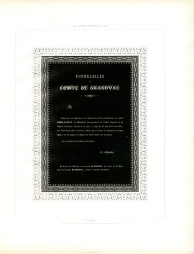 Süs Çerçeveli Yas Kartı (baskı) by Charles Derriey