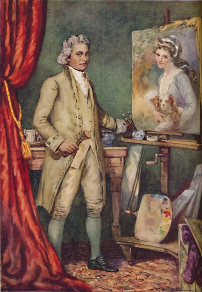 George Romney - En Sevdiği Modelin Bir Resmi Üzerinde Çalışırken, c1925 by Charles Dudley Tennant