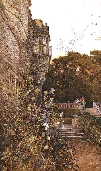 Terasta, Haddon Salonu (suluboya) by Charles Earle