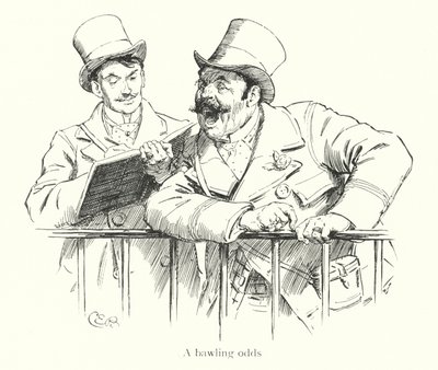 Bahisçi bir yarış parkurunda cüretkar oranlar (gravür) by Charles Edmund Brock
