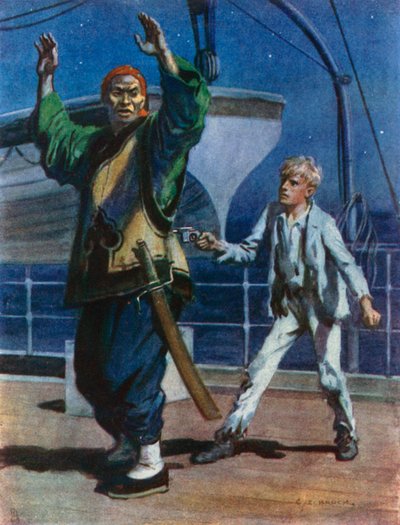 Tabancayı bu şekilde tutarsam, herhangi bir Hile denerseniz patlayacağından emin olabilirsiniz. by Charles Edmund Brock