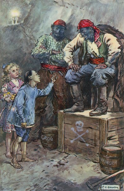 Illustration for Queen of the Pirate Isle by Bret Harte  by Charles Edmund Brock
