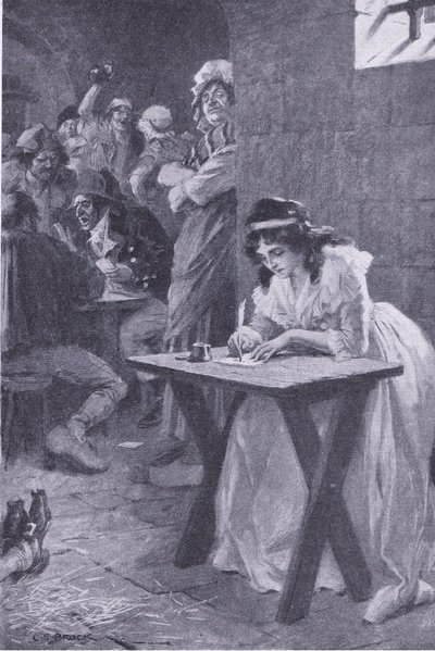 Madame Roland, My Magazine dergisinden kızına yazıyor, pub.1922 (litho) by Charles Edmund Brock