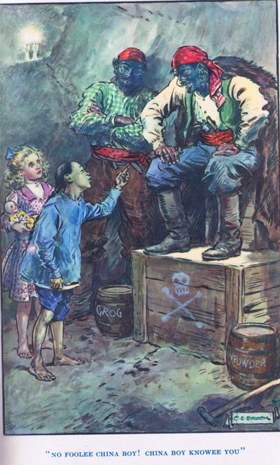 Korsan Adasının Kraliçesi, 'Modern Öyküler'den bir çizim by Charles Edmund Brock