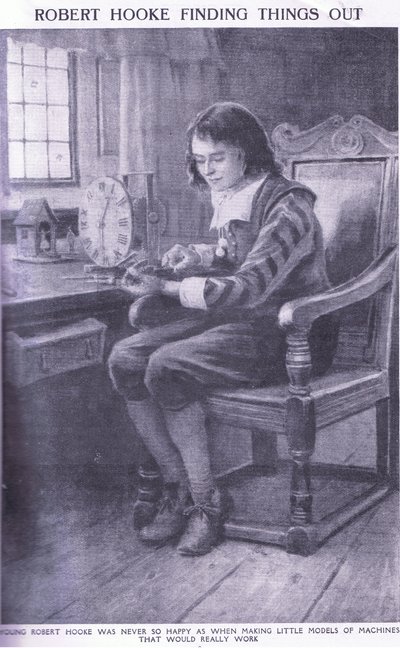 Robert Hooke bir şeyler buluyor by Charles Edmund Brock