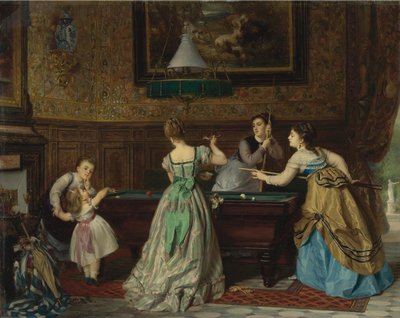 Bilardo Oynayan Bayanlar, 1869 by Charles Edouard Boutibonne