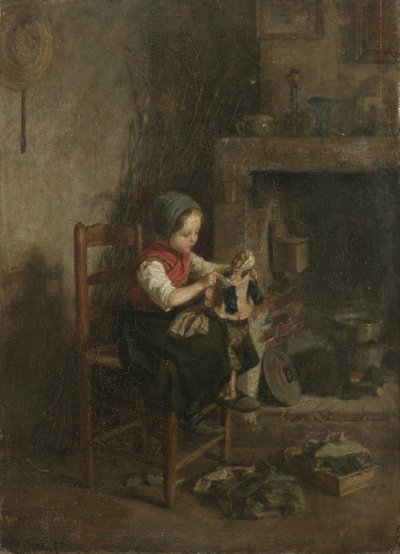 Bebeği Giydirmek, 1857 by Charles Edouard Frere