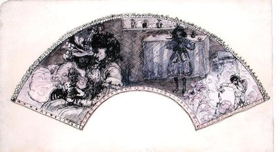 Fan tasarımı (Le Boudoir) (kağıt üzerine kalem ve mürekkep ve sulu boya) by Charles Edward Conder